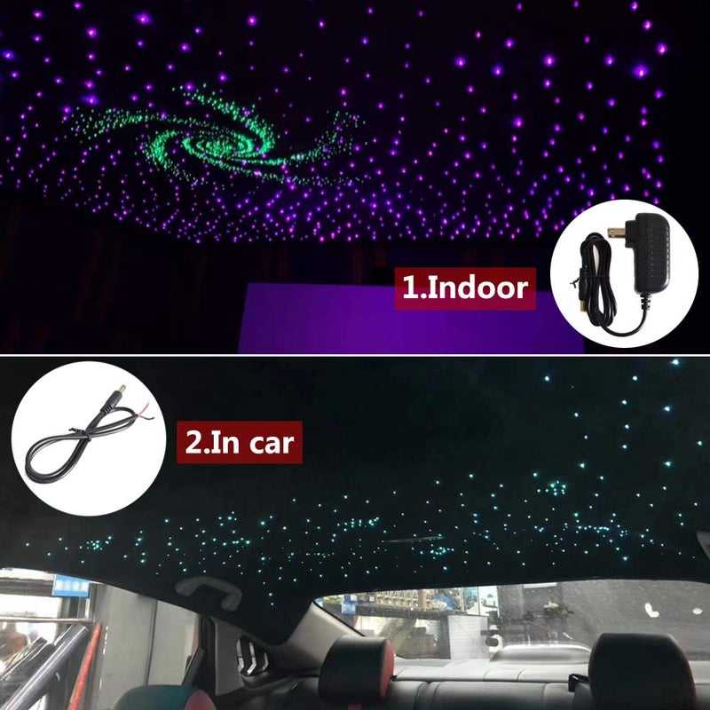 KAVODA Car Fiber Optic LED Lights 400 Strands 0.03in 9.8ft Long Cable Optical Fiber Star Headliner Ceiling Kit 6W Music Mode Remote Roof Lighting - Image 2